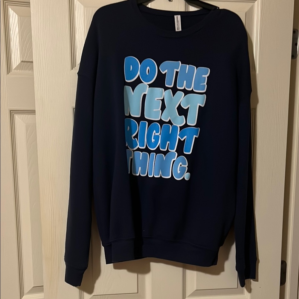 Women’s Do The Next Right Thing Navy Blue Graphic Sweater Large